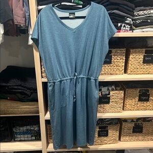 Casual Blue Drawstring Dress